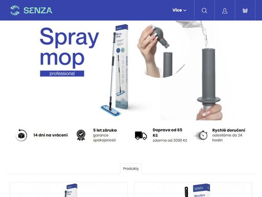 naplň zásobník v tyči vodou, nastříkej a setři - senza spray mop.