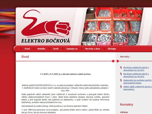 elektro bočková - elektroinstalační materiál