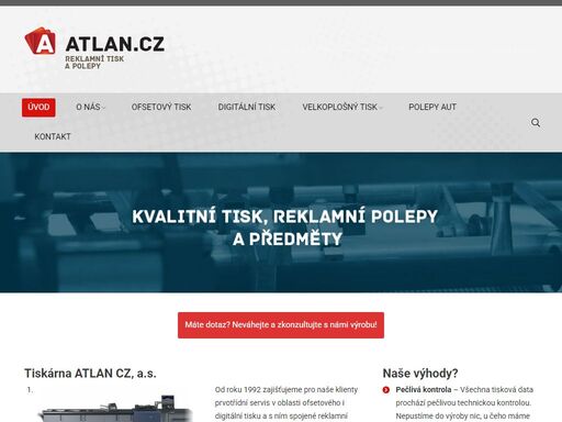 máte dotaz? neváhejte a zkonzultujte s námi výrobu! tiskárna atlan cz, a.s. od roku 1992 zajišťujeme pro naše klienty prvotřídní servis v oblasti ofsetového i digitální tisku a s ním spojené reklamní služby. stále rosteme a naši klienti se rádi vrací, což nás těší a je to pro nás důkazem, şişli escort že pracujeme dobře.