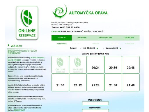 automyčka opava - obchodní zóna ( obi, kaufland, shell ) - on-line rezervace