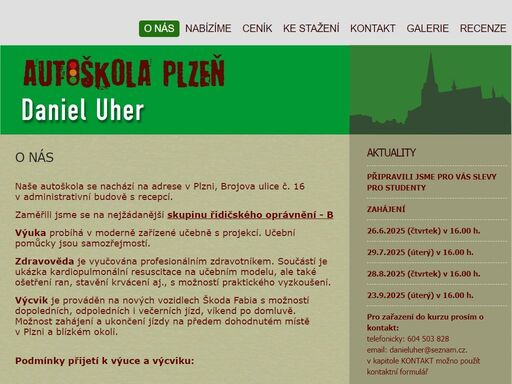 web plzeňské autoškoly ing. daniel uher