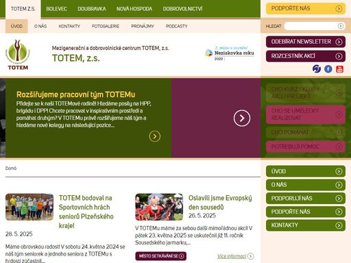 oficiální webové stránky mezigeneračního a dobrovolnického centra totem, z.s. na webu se dozvíte veškeré informace o kurzech, akcích a dalších událostech.