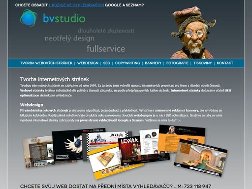 tvorba internetových stránek, webdesign, seo optimalizace stránek pro vyhledávače, copywriting, grafické návrhy tiskovin a reklama na internetu - bvstudio.cz