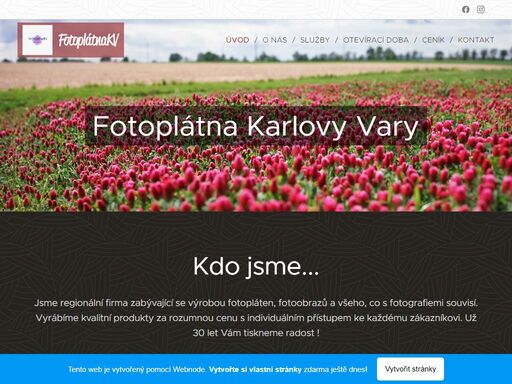 jsme regionální firma zabývající se výrobou fotopláten, fotoobrazů a všeho, co s fotografiemi souvisí. vyrábíme kvalitní produkty za rozumnou cenu s individuálním přístupem ke každému zákazníkovi. už 30 let vám tiskneme radost !