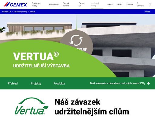 vertua, beton, snížený emisí co2, udržitelná výstavba