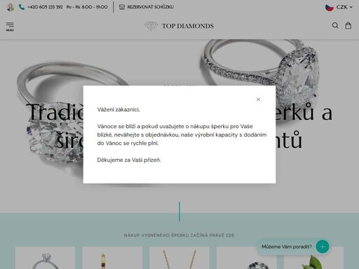 tradiční česká výroba šperků a široká nabídka diamantů