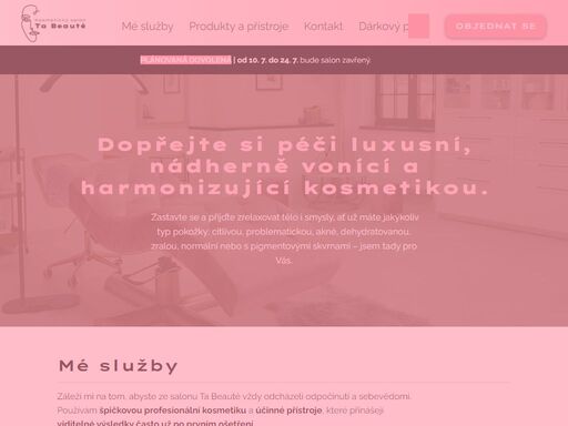 ať už máte jakýkoliv typ pokožky; citlivou, problematickou, aknózní, dehydratovanou, zralou, normální nebo s pigmentovými skvrnami – jsem tady pro vás. ta beauté – kosmetický salon v berouně. 