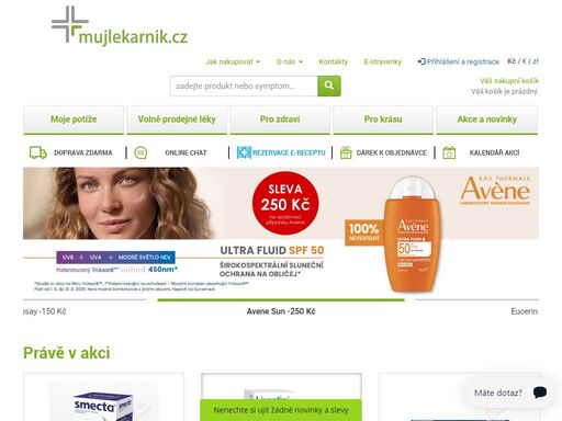 nakupujte online léky, vitamíny, potravinové doplňky, kosmetiku, zdravotnický materiál a potřeby pro děti. náš lékárník vám poradí s výběrem. — mujlekarnik.cz