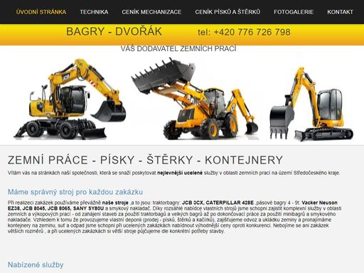 provádíme zemní práce s kolovým otočným bagrem 18t,  traktorbagry,  minibagry  hmotnosti 4 - 7t a smykovým nakladačem v oblasti praha - východ.  nabízíme pronájem kontejnerů na suť a hlínu, autodopravu a prodej písku a štěrku. jsme dodavatelem zemních prací i v těchto městech : říčany, mukařov, kostelec nad černými lesy, český brod, poříčany, pečky, velim, kolín, poděbrady, nymburk, lysá nad labem , milovice, sadská, čelákovice, brandýs nad labem, zeleneč, radonice, šestajovice, klánovice, horní počernice, koloděje, doubek, úvaly, jirny, škvorec, rostoklaty, tuklaty
