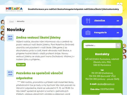 mateřská škola se nachází v klidné části na okraji sídliště, je plně obklopena zelení a velikou zahradou, kterou lemují vzrostlé chráněné duby.