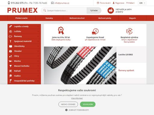technický sortiment pro průmyslové aplikace ? více než 40.000 produktů skladem ? ložiska, těsnění, lepidla, spojovací materiál, klínové řemeny  ? 25 let zkušeností ? 150.000 produktů v nabídce ?