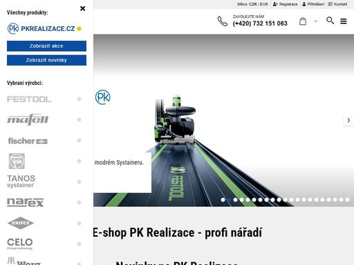 e-shop pk realizace se specializací na značku festool. od roku 2006 dovážíme a prodáváme kvalitní profi nářadí, stroje, nástroje, brusivo či spojovací materiál.
