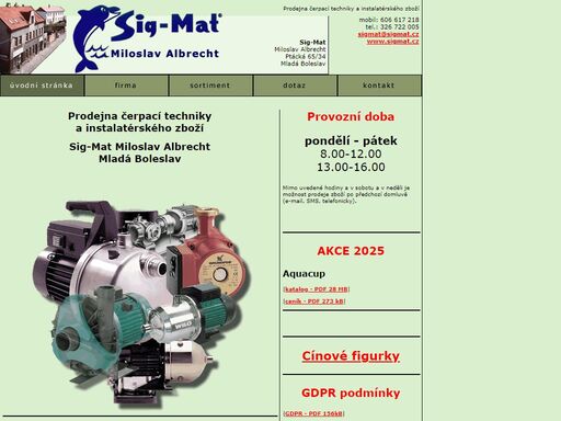 sig-mat miloslav albrecht - prodejna čerpací techniky a instalatérského zboží