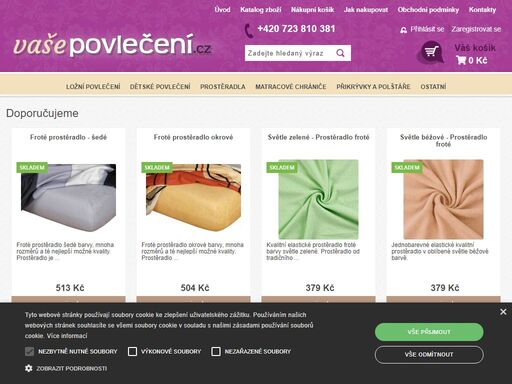 kvalitní ložní povlečení české výroby, prostěradla, ložní prádlo, bytový textil a samozřejmě přikrývky a polštáře.