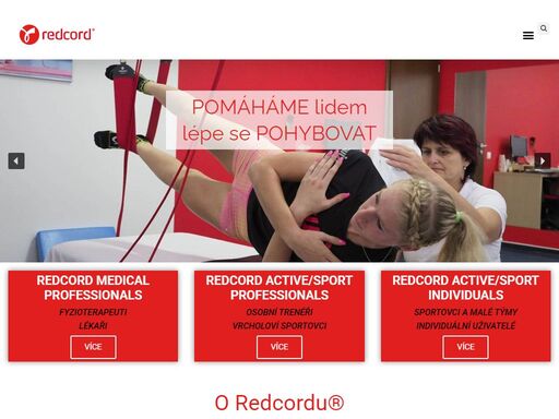 redcord - vybavení pro fyzioterapii jako závěsný systém pro odlehčení při práci s klientem nebo pro diagnostiku a aplikaci metody neurac.
