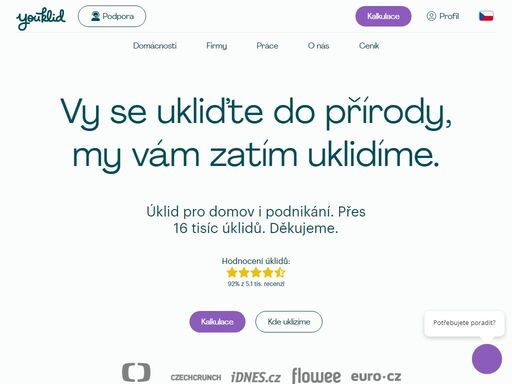 úklidové služby pro domácnosti a podnikání. spočítejte si cenu u nás na webu.