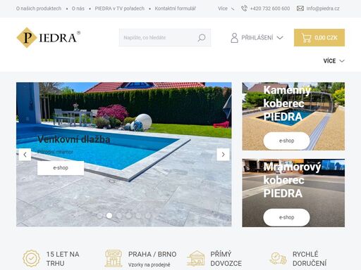 #piedra#. #je přímý dovozce, výrobce a specializovaný prodejce produktů z přírodního kamene zejména obklady a dlažby z travertinu, mramoru, žuly a kamenné koberce - 15 let na trhu.#