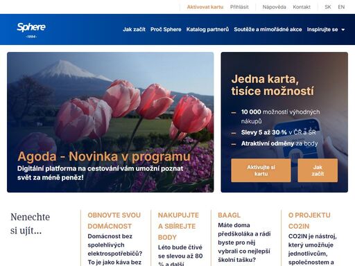 věrnostní karta poskytující výhody 5-30 %  v 10 000 obchodech. s mobilní aplikací sphere najdete výhody ve vašem okolí. el. kartu máte vždy u sebe ve vašem mobilu.