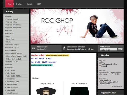 levný rockshop, máme ty nejlepší trika, mikiny, bundy, vaky, šátky, prostě vše...