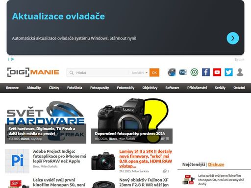 magazín o digitální fototechnice (fotoaparáty, objektivy, fotomobily). vlastní recenze a průběžné zpravodajství.