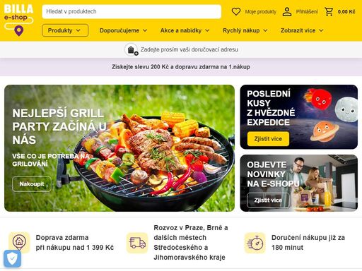 nakupujte na billa e-shopu potraviny online s rozvozem v praze, brně a dalších městech středočeského a jihomoravského kraje s doručením již za 180 minut.