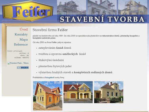 stavební firma feifer se zabývá především zateplováním fasád, tvorbou uměleckých fasád a stavbou rodinných domů. stavební firma feifer - úvod.