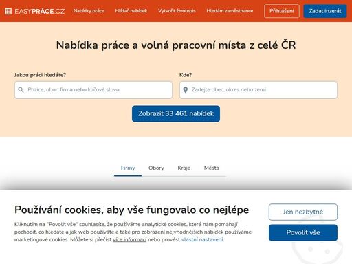 vybírejte z nabídky zaměstnání v inzerci práce na easy práce.cz. denně nové inzeráty z celé české republiky, které vyfiltrujete podle oboru a lokality.