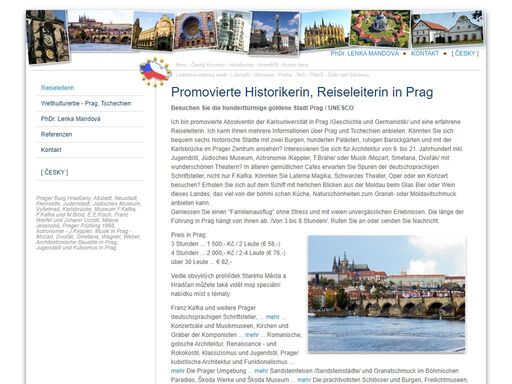 phdr. lenka mandová - historikerin, reiseleiterin. mit reiseleiterin durch die tschechische republik. prager sehenswürdigkeiten mit führungen der qualifizierten reiseleiterin. urlaub in tschechien.