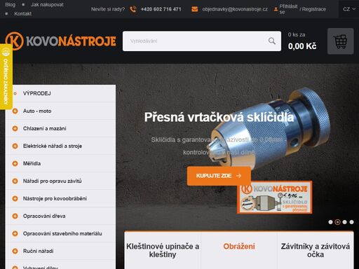 prodej nástrojů, nářadí, měřidel a doplňkového sortimentu pro kovoobrábění.