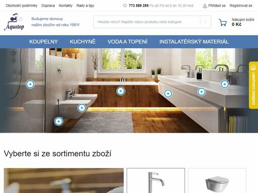 prodej koupelnového vybavení, topenářského a vodoinstalačního materiálu.