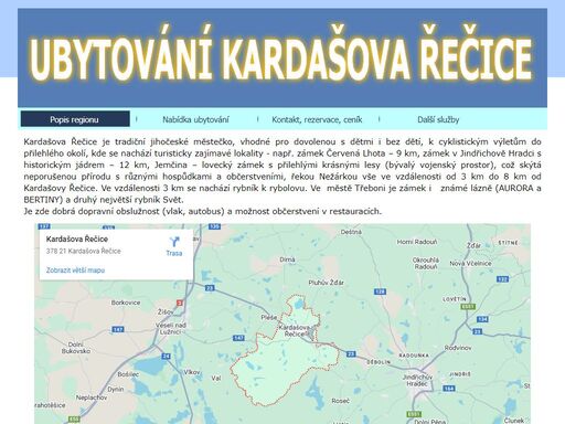 ubytování kardašova řečice