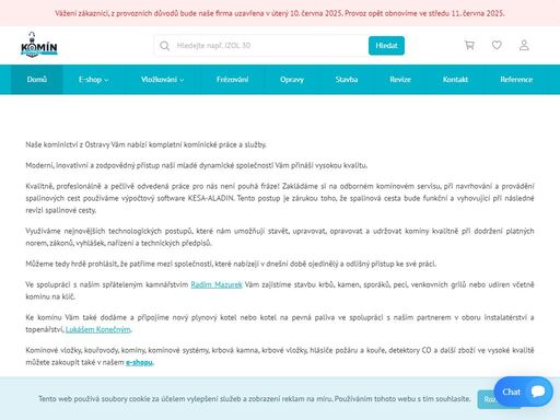 kominictví komínexpres z ostravy vám nabízí kompletní kominické práce, služby a internetový obchod s nabídkou kouřovodů, komínových vložek a další