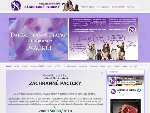 o.s. záchranné pacičky - domácí depozitum pro opuštěná a nechtěná zvířata.