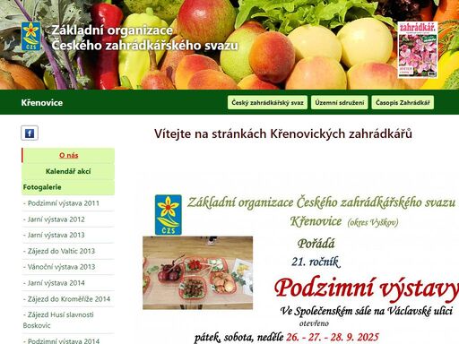základní organizace zahrádkářů křenovice, český zahrádkářský svaz, čzs