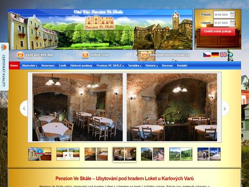 ubytování loket s výhledem na hrad loket z každého pokoje. penzion ve skále u karlových varů