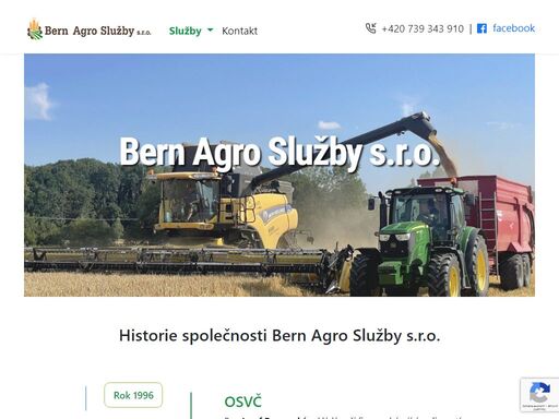 rodinná firma působící v oblasti zemědělství, výmlatu obilovin, opravy zemědělských strojů a montáže čelních nakladačů