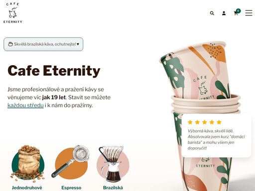 cafe eternity je specializovaná pražírna čerstvé kávy se zaměřením na jednodruhovou výběrovou arabiku, brazilskou kávu a espresso směsi.