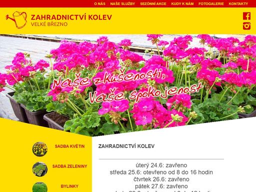v nabídce zahradnictví máme pro vás široký sortiment sazenic zeleniny, květin, osiva, hnojiv, substrátů, chemie a kvalitního zahradnického příslušenství. naleznete u nás i některé trvalky a okrasné keře.