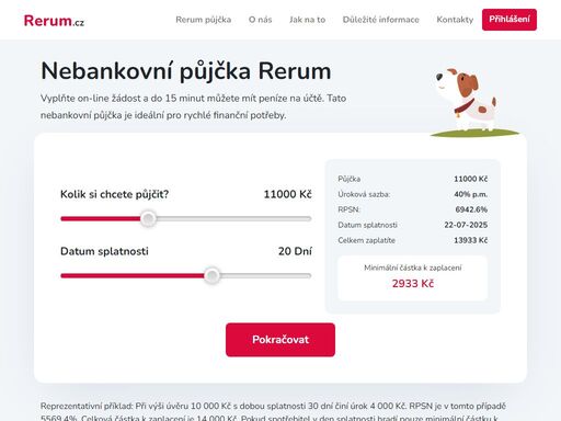 rerum finance poskytuje rychlé a dostupné nebankovní půjčky online. jednoduché podání žádosti, rychlé schválení a peníze na účtu během pár minut.