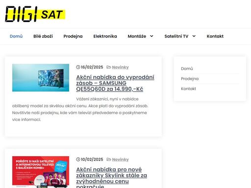 společnost digisat beroun se zaměřuje na tv a satelitní služby, včetně montáže a instalace. najdete u nás veškerou spotřební elektroniku. novinka: internet.