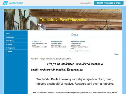 truhlářství, stolářství, tesářství pavel hanzelka