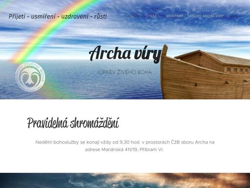 nedělní bohoslužby se konají vždy od 9,30 hod. v prostorách čžb sboru archa na adrese mariánská 411/19, příbram vi.