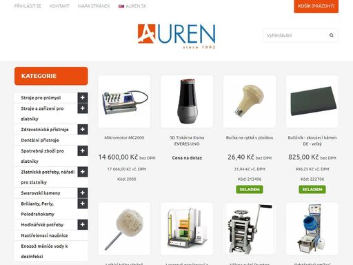 auren kompletní vybavení pro zlatnické dílny, prodejny a hodinářství. odlévání, leštění, gravírovaní, 3d modelování