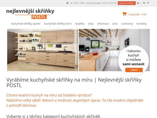 vyrábíme kuchyňské skříňky na míru, kuchyňský nábytek, nábytkové dílce.