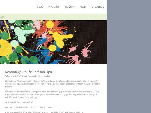 keramika,krásná lípa,asociace,turistických,oddílů,mládeže,atom keramický kroužek pro děti a dospělé v krásné lípě