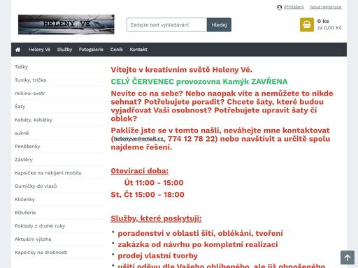 krejčovství, zakázka, opravy-úpravy oděvů, šály, kabelky, tašky, sukně, topy, tuniky, peněženky,