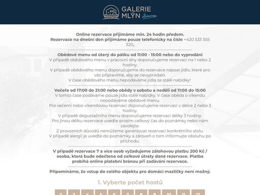 galerie mlýn - rezervační systém