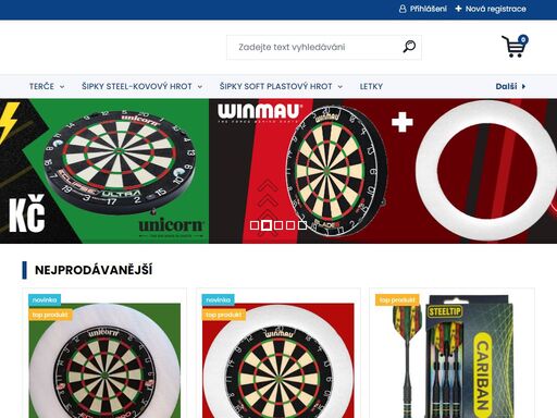 kvalitní šipky světových značek harrows,winmayu,unicorn,target,red dragon za vynikající ceny. 