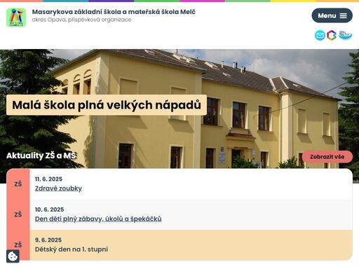 poskytujeme dětem a žákům z melče a okolí úplné předškolní a základní vzdělání a žákům mladšího věku navíc i vzdělání zájmové, a to skrze školní družinu. zjistěte o nás více.