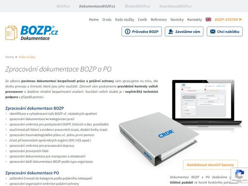 přehledné zpracování dokumentace bozp a po obsahující veškeré povinné dokumenty k bezpečnosti práce. kompletní správa online.